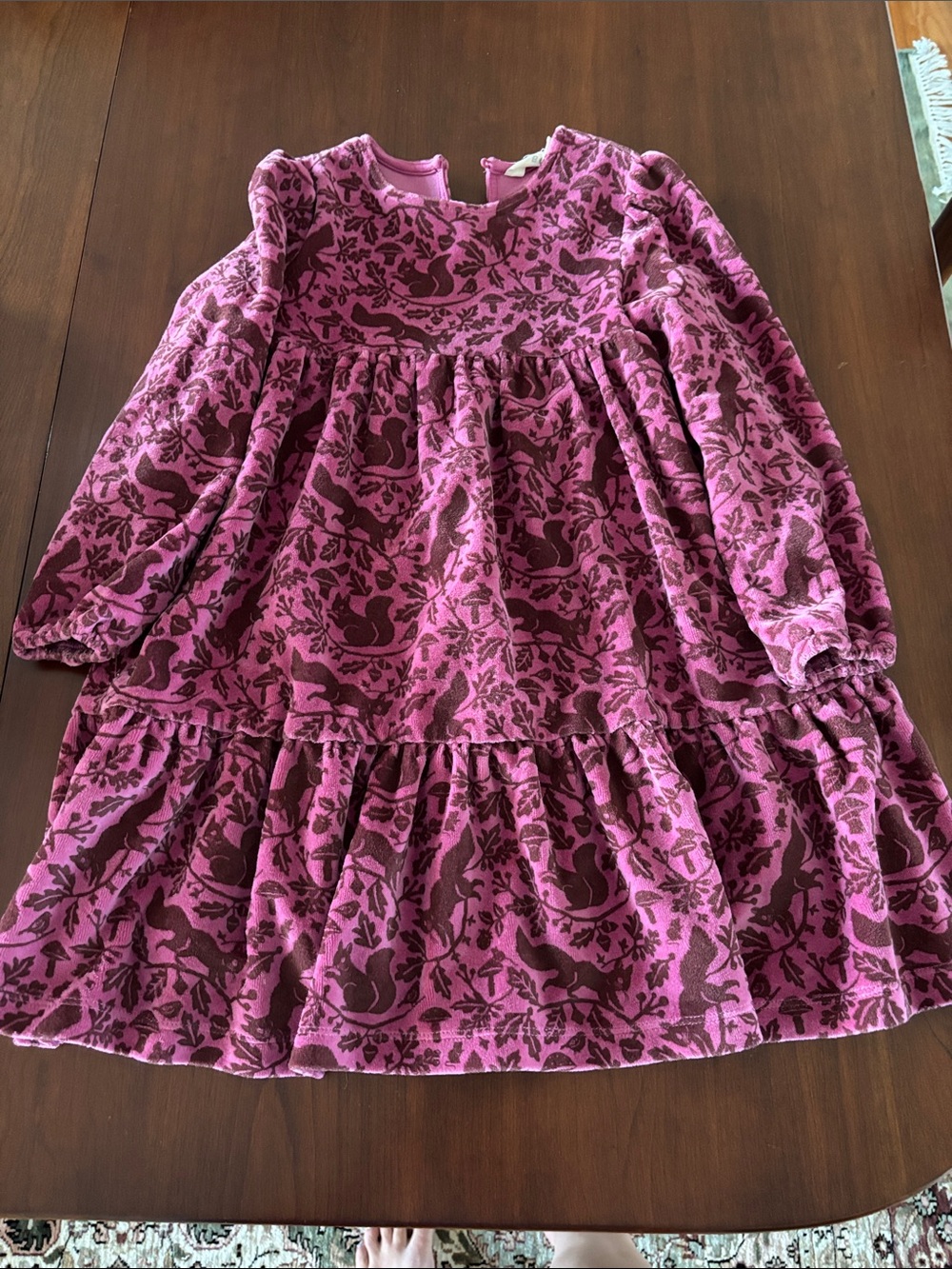 Mini Boden Tiered Velour Dress